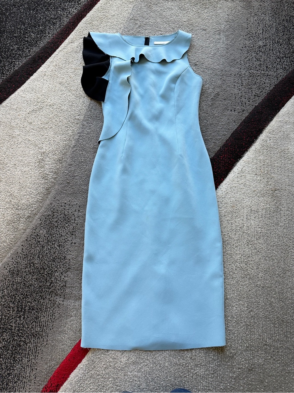 Jason Wu Collection Light Blue Ruffled Scuba Sheath Dress